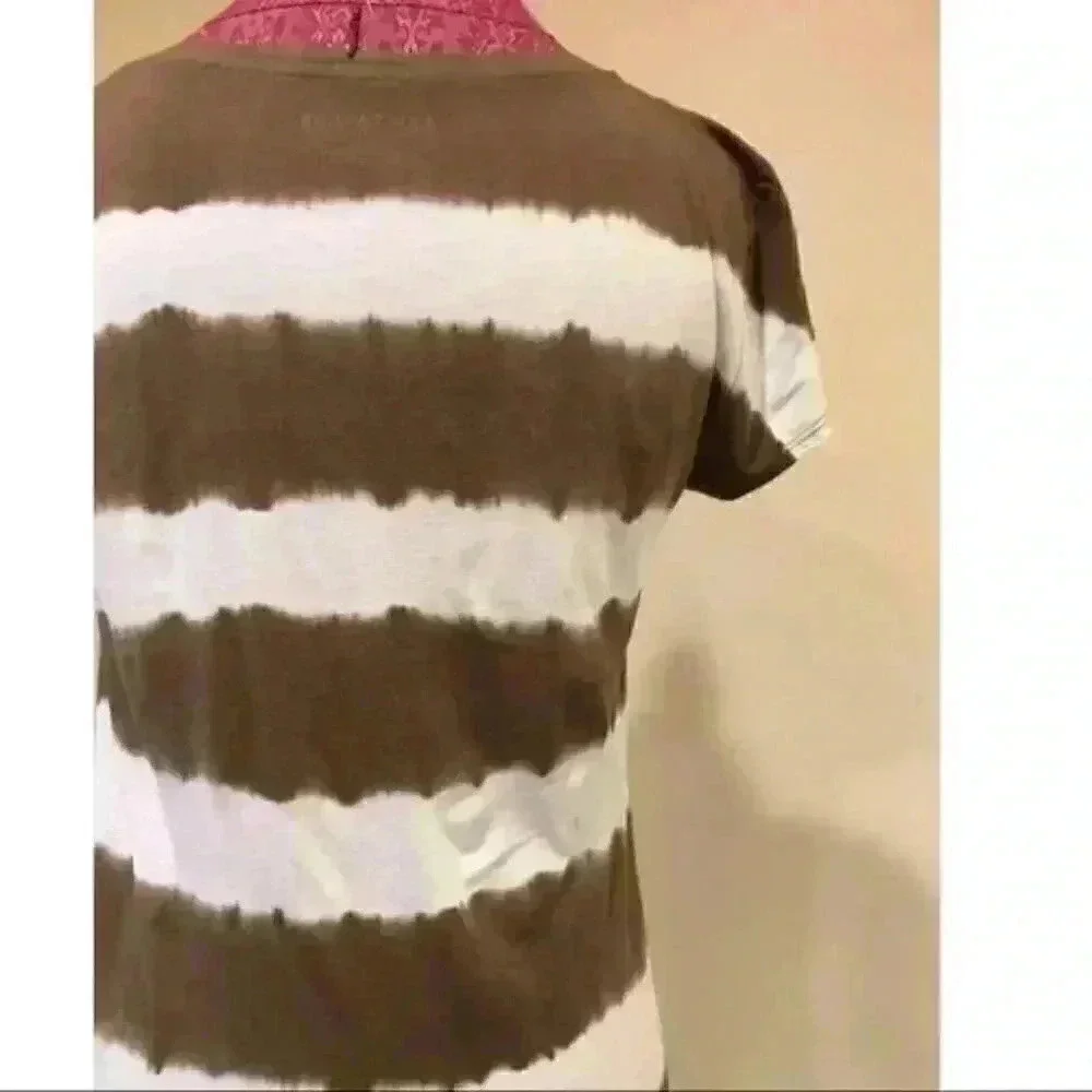 Ann Taylor Top S Striped Tie dye 60 pima cotton